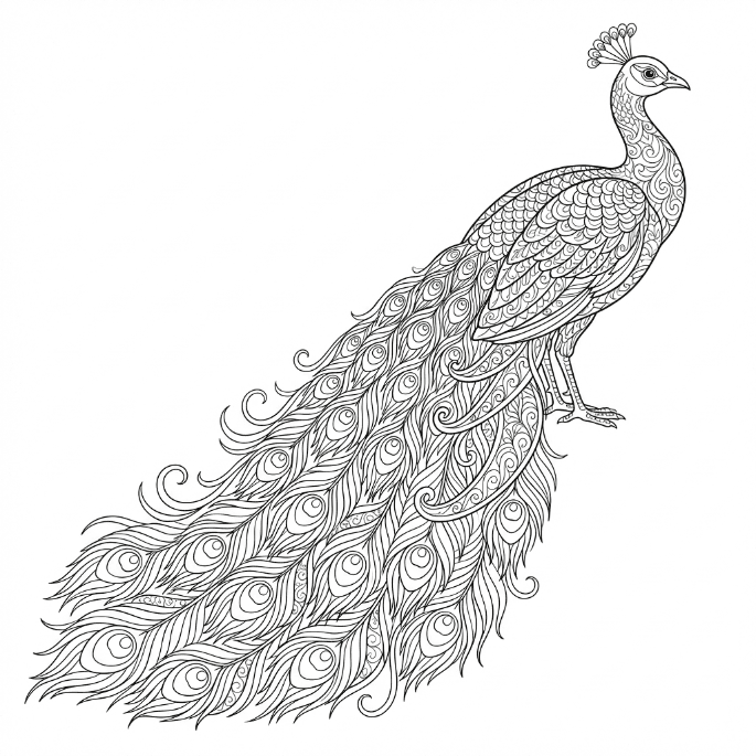 Coloriage Mandala: Paon splendide Mandalas