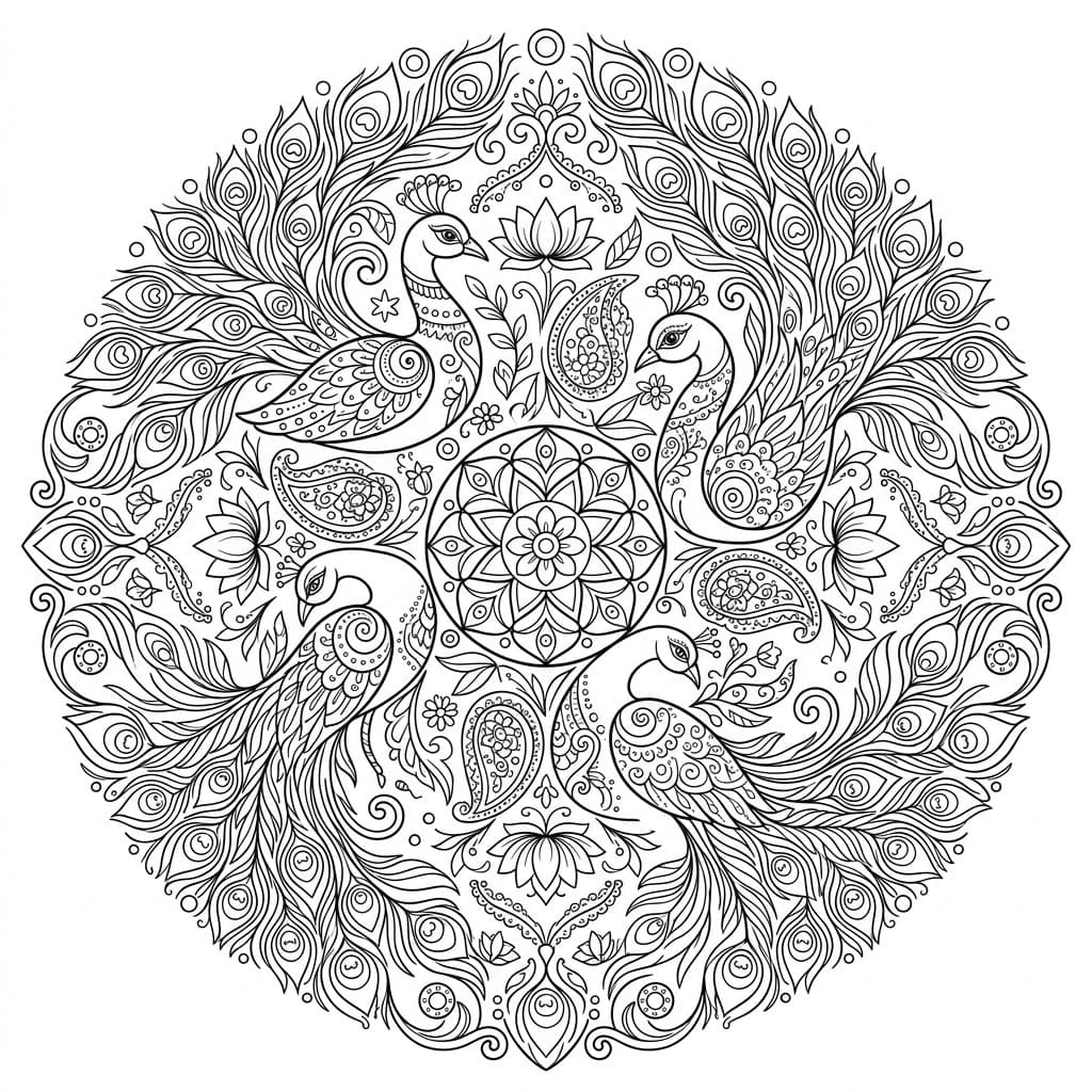 Coloriage Mandala Paons Mandalas