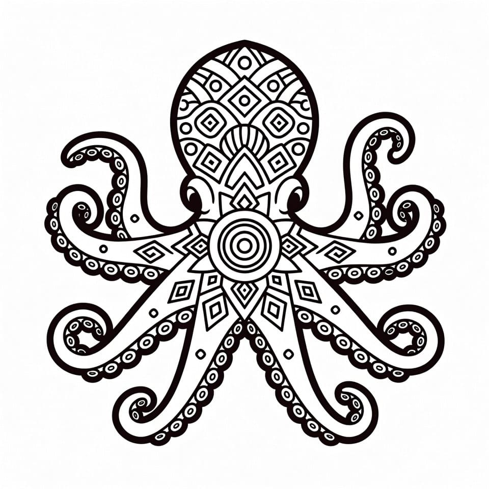 Coloriage Mandala: Poulpe facile Mandalas