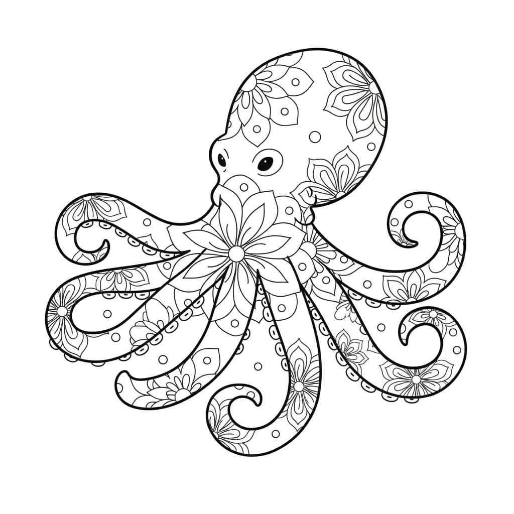 Coloriage Mandala: Poulpe magnifique Mandalas