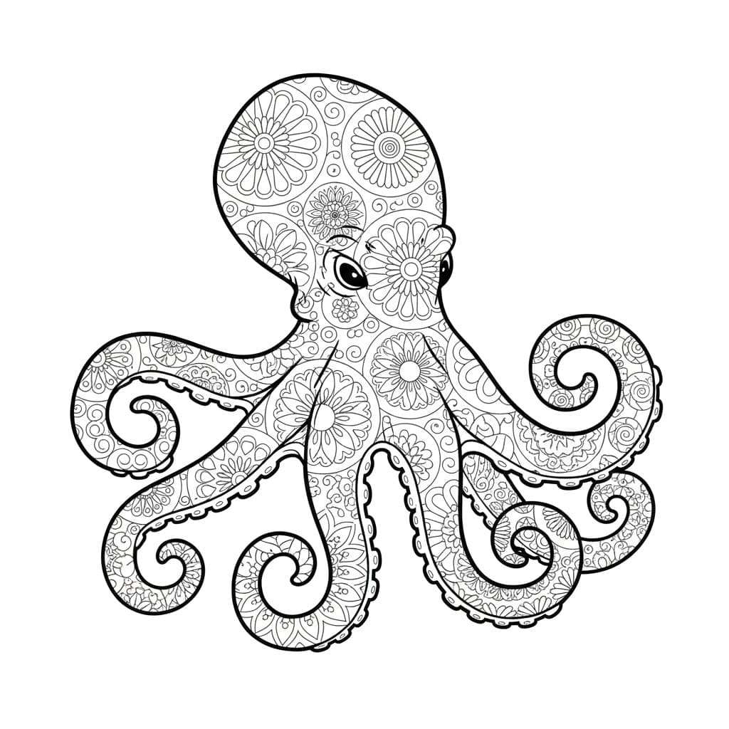 Coloriage Mandala: Poulpe océanique Mandalas