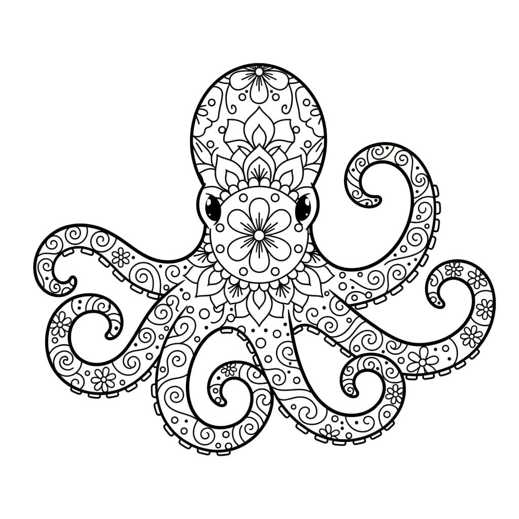 Coloriage Mandala: Poulpe simple Mandalas