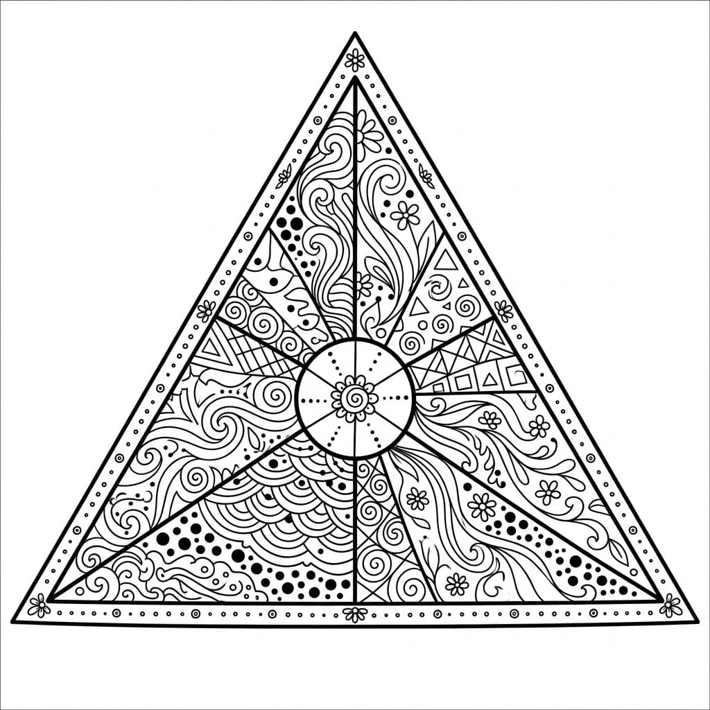 Coloriage Mandala: Style zentangle triangulaire Mandalas