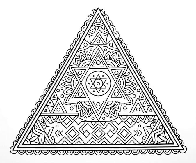 Coloriage Mandala: Triangle à motif symétrique Mandalas