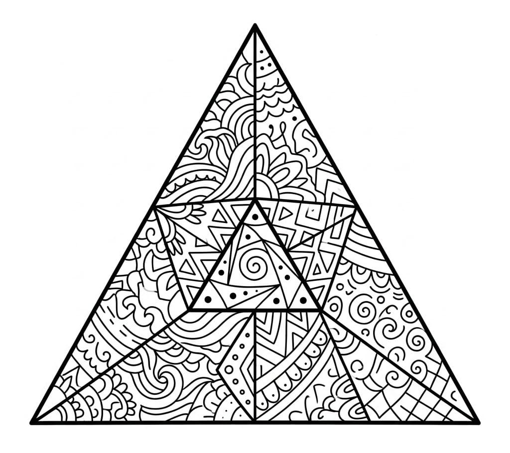 Coloriage Mandala: Triangle à motifs abstraits Mandalas
