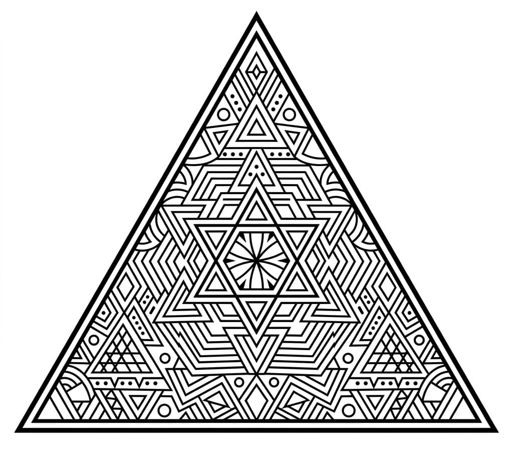 Coloriage Mandala: Triangle à motifs géométriques Mandalas
