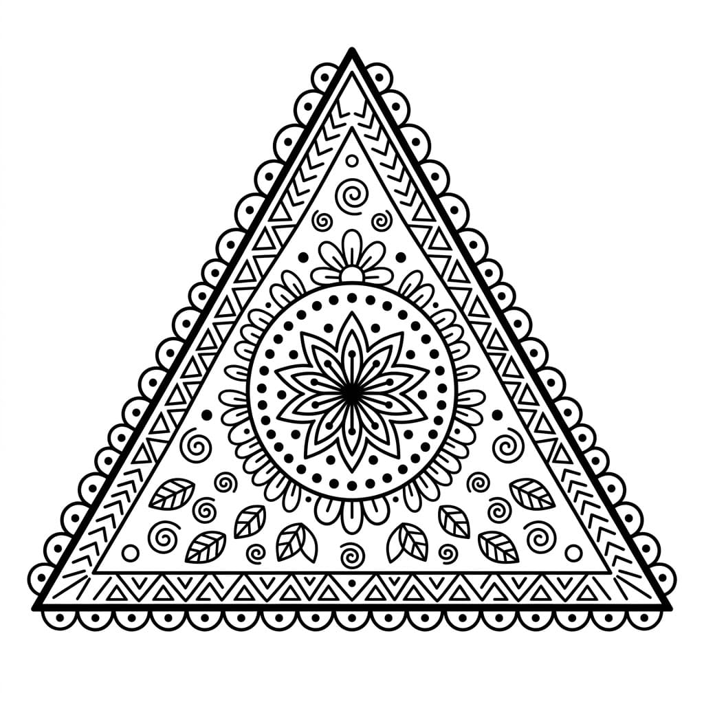 Coloriage Mandala: Triangle à motifs répétitifs Mandalas