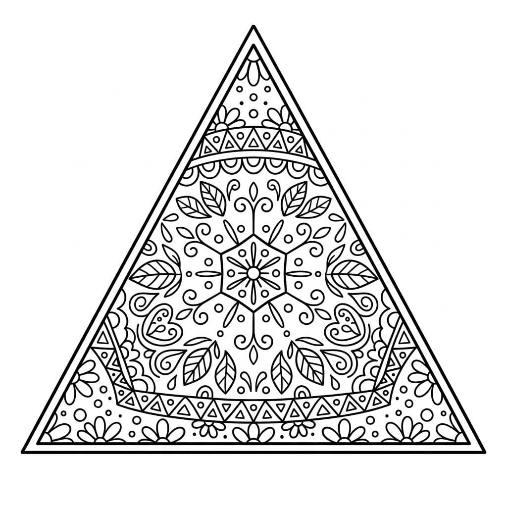 Coloriage Mandala: Triangle avec détails de base Mandalas