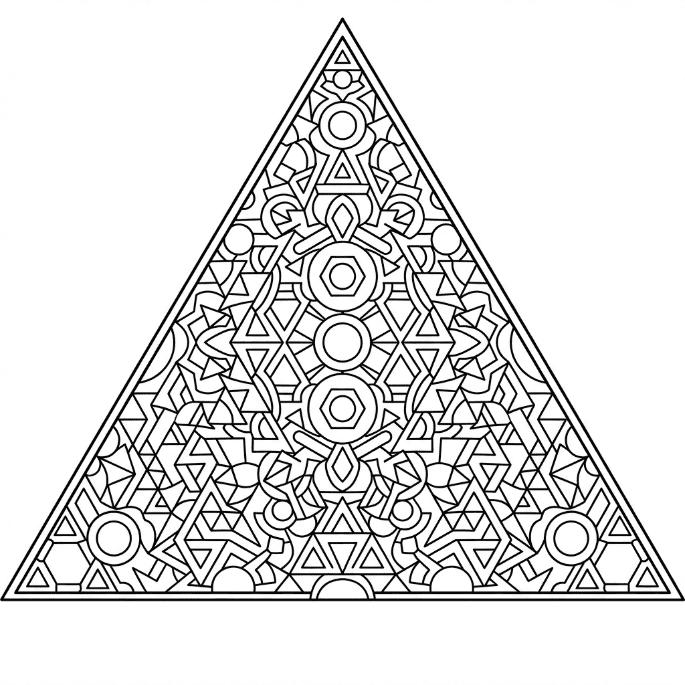 Coloriage Mandala: Triangle compliqué Mandalas