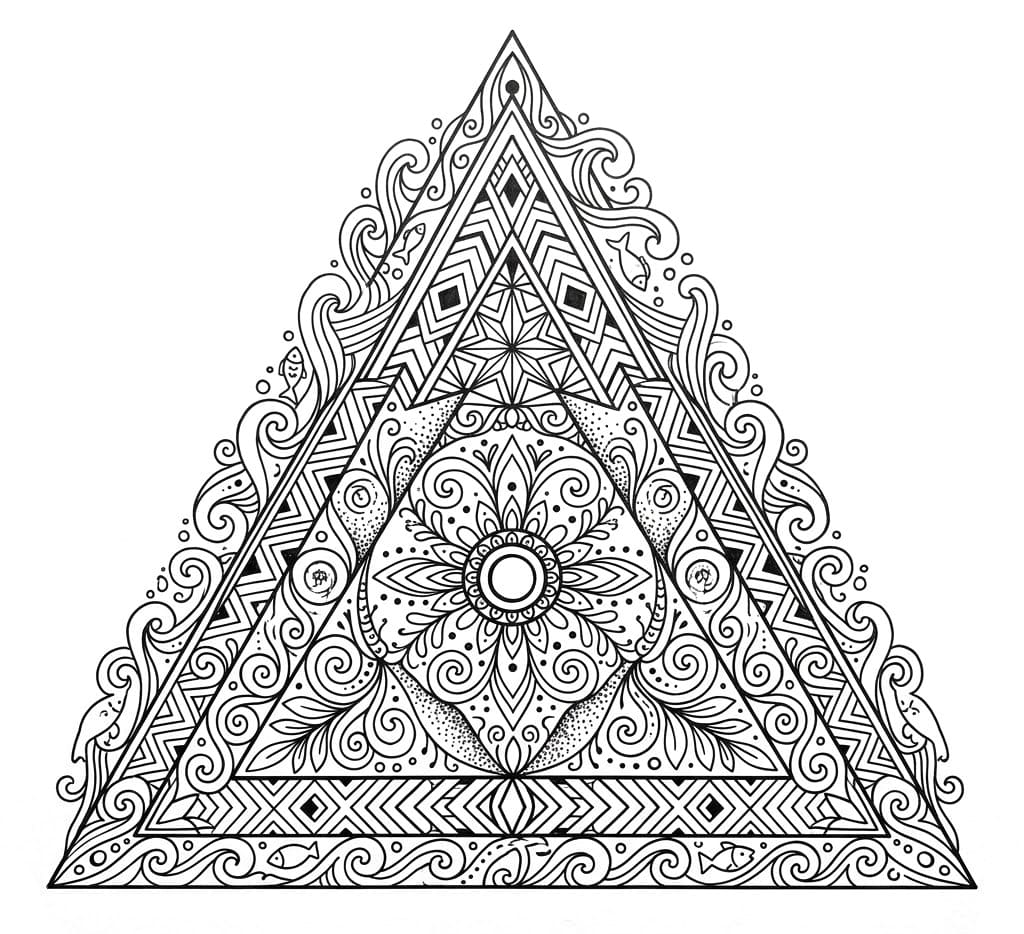 Coloriage Mandala: Triangle de style zentangle Mandalas