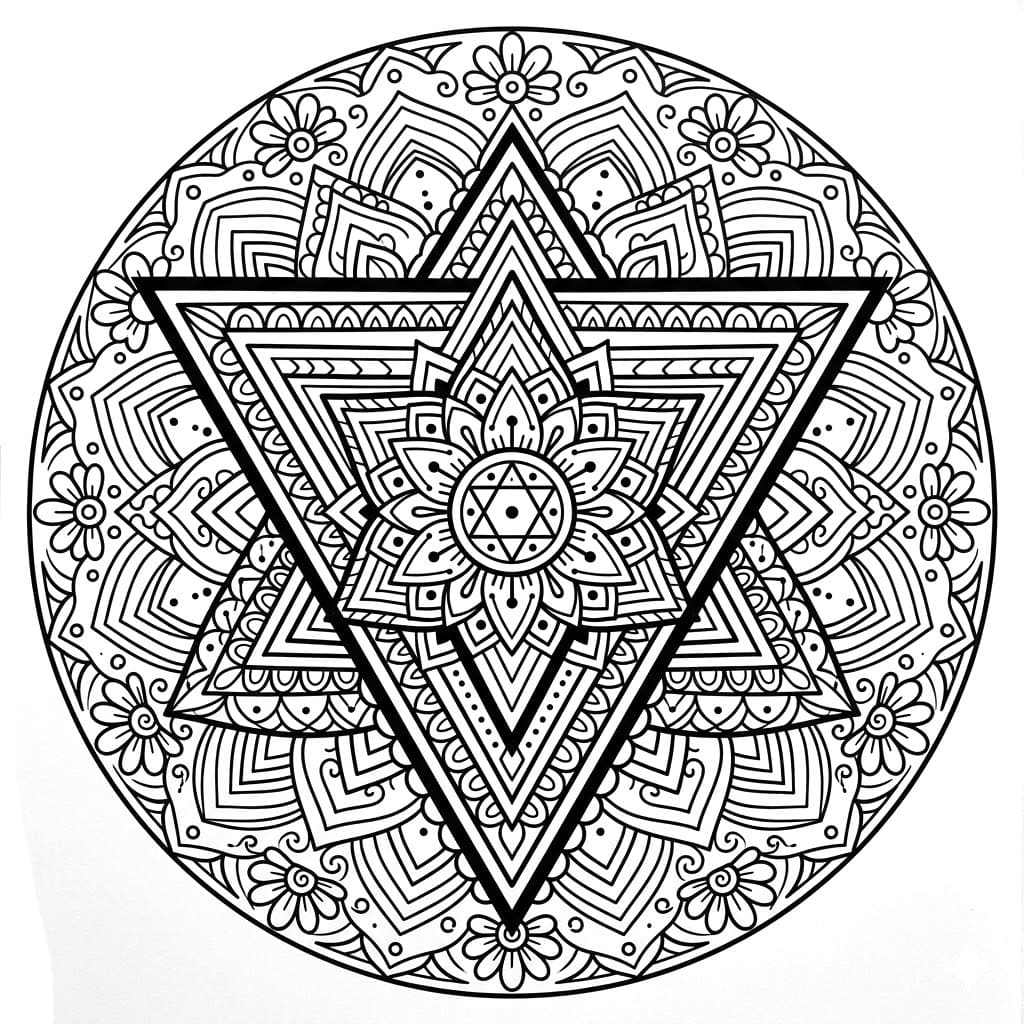 Coloriage Mandala: Triangle élégant Mandalas