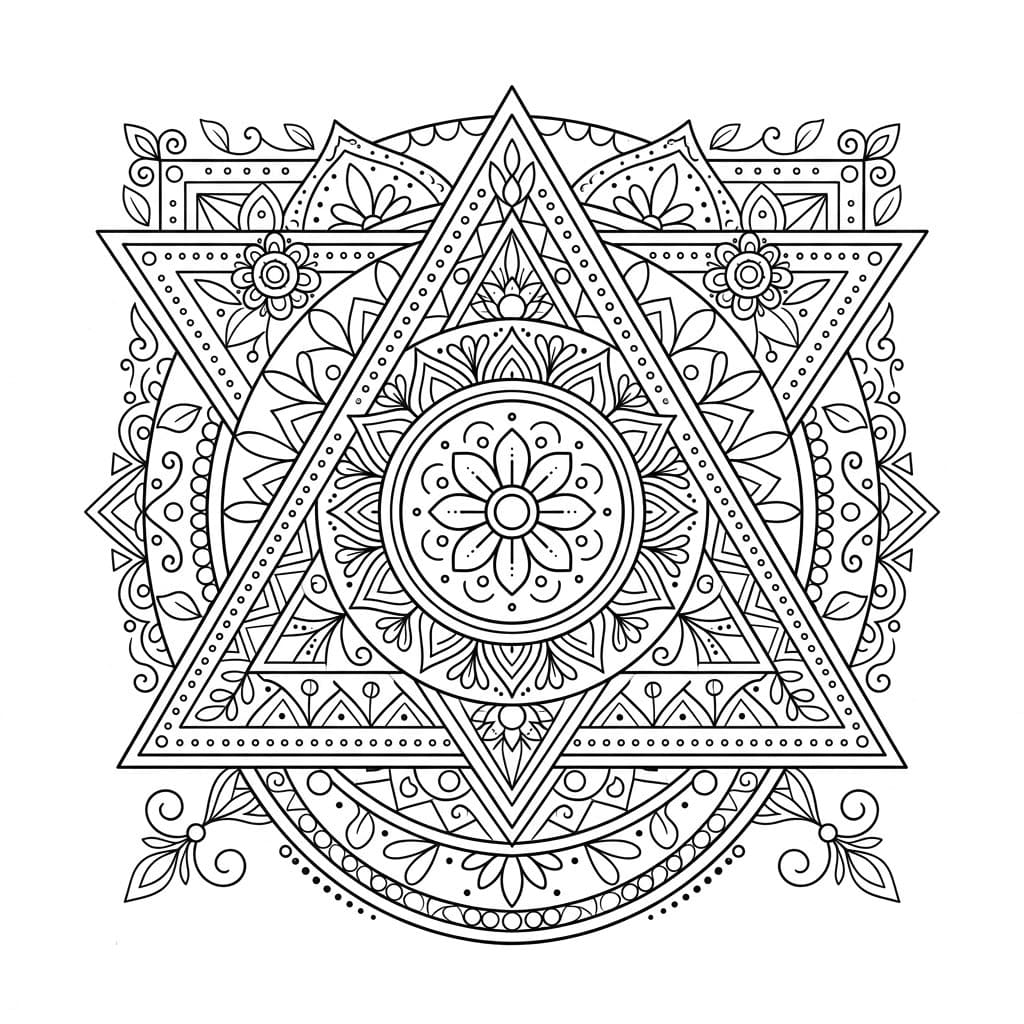 Coloriage Mandala: Triangle incroyable Mandalas