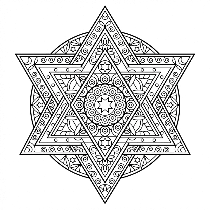 Coloriage Mandala: Triangles superposés Mandalas