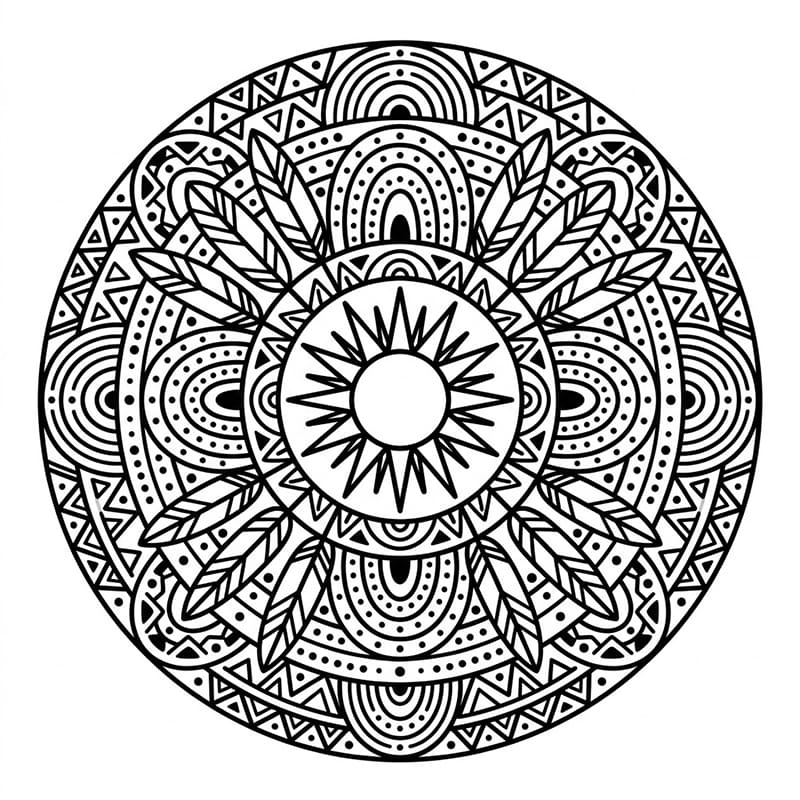 Coloriage Mandala: Arc-en-ciel à motifs bohèmes Mandalas