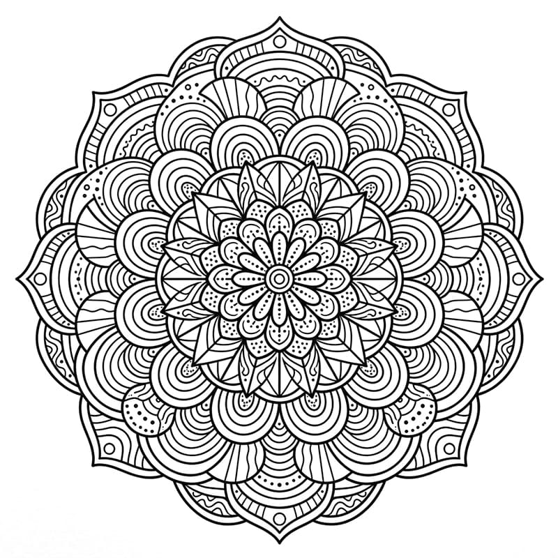 Coloriage Mandala: Arc-en-ciel à motifs de pétales Mandalas