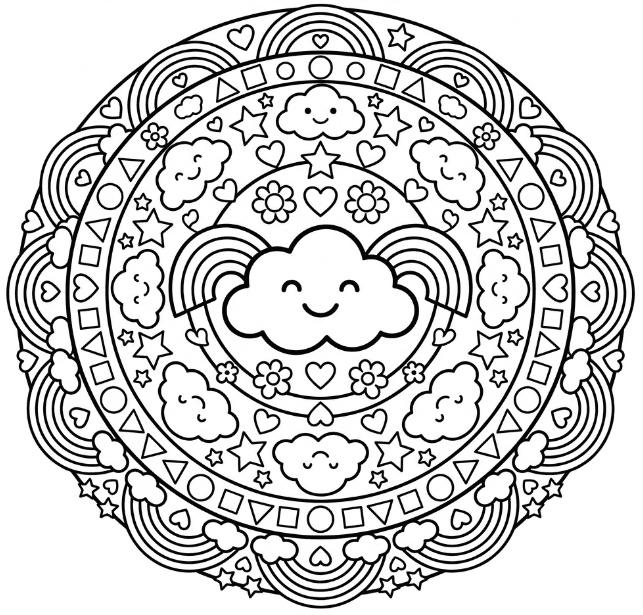 Coloriage Mandala Arc-en-ciel Mandalas
