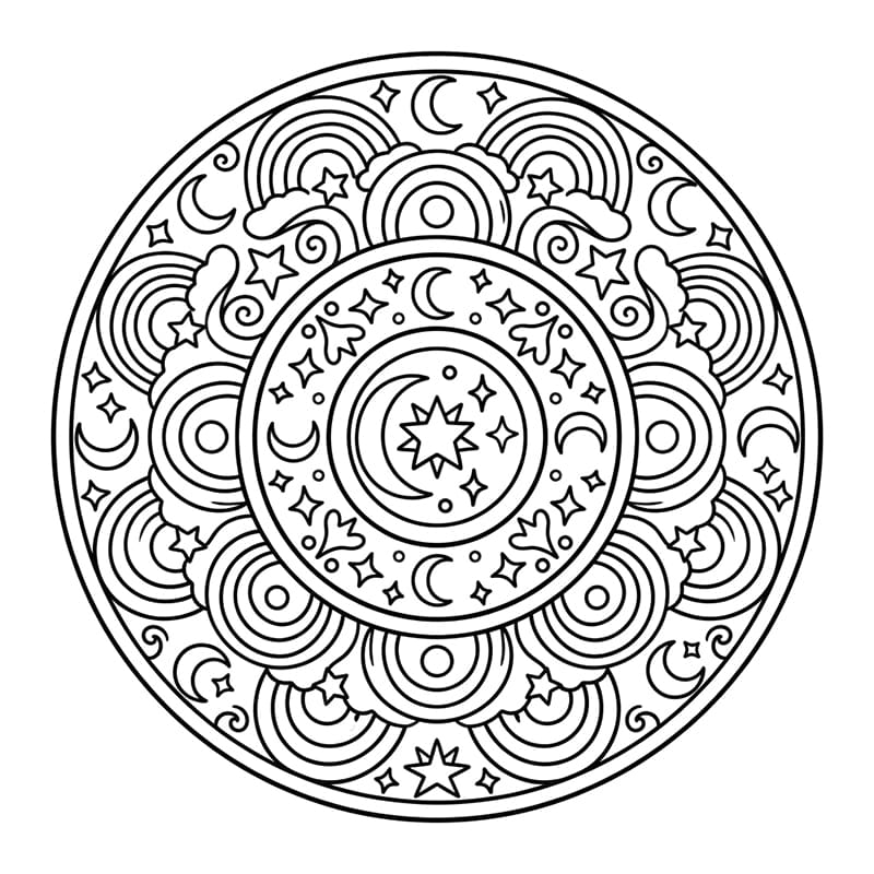 Coloriage Mandala: Arc-en-ciel pour enfants Mandalas