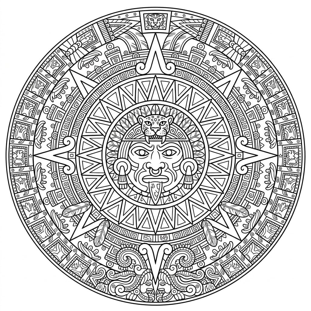 Coloriage Mandala Aztèque Mandalas