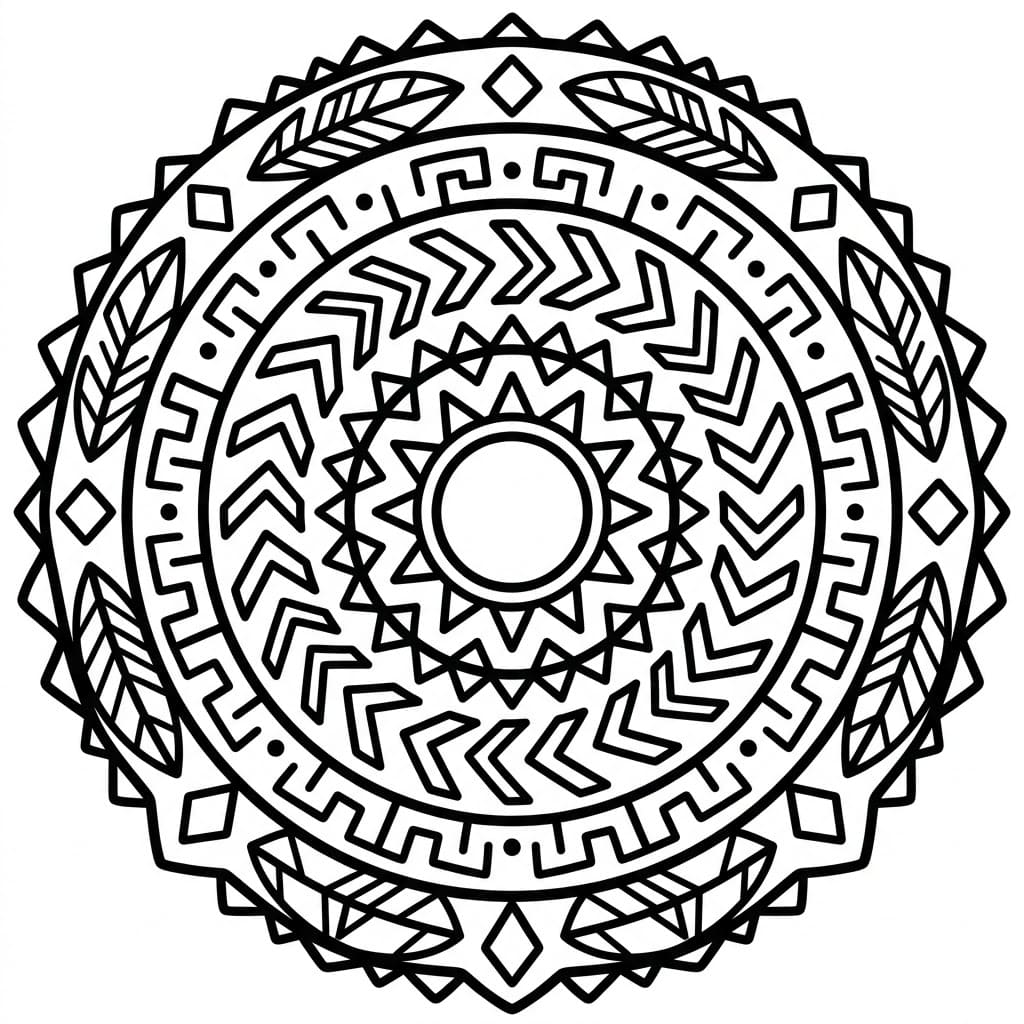 Coloriage Mandala: Aztèque simple Mandalas