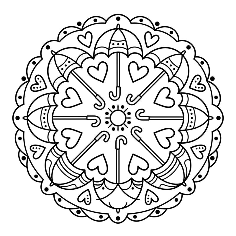 Coloriage Mandala: Charmant parapluie Mandalas