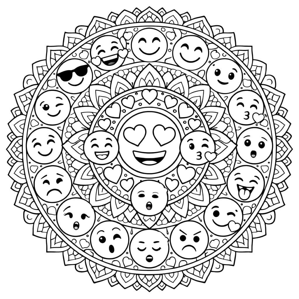 Coloriage Mandala: Émoji gratuit Mandalas