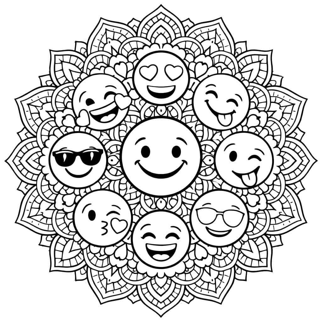 Coloriage Mandala: Émoji imprimable Mandalas