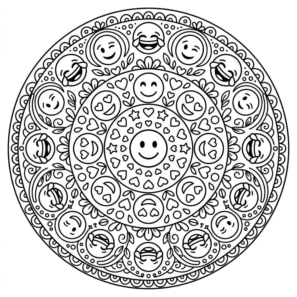 Coloriage Mandala Émoji Mandalas