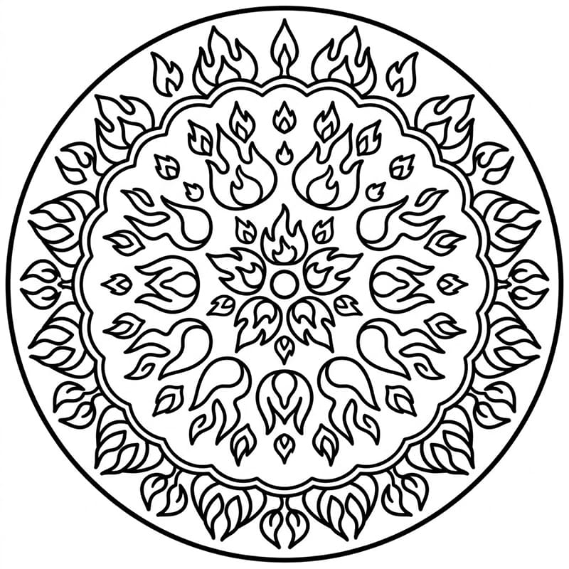 Coloriage Mandala: Feux basique Mandalas