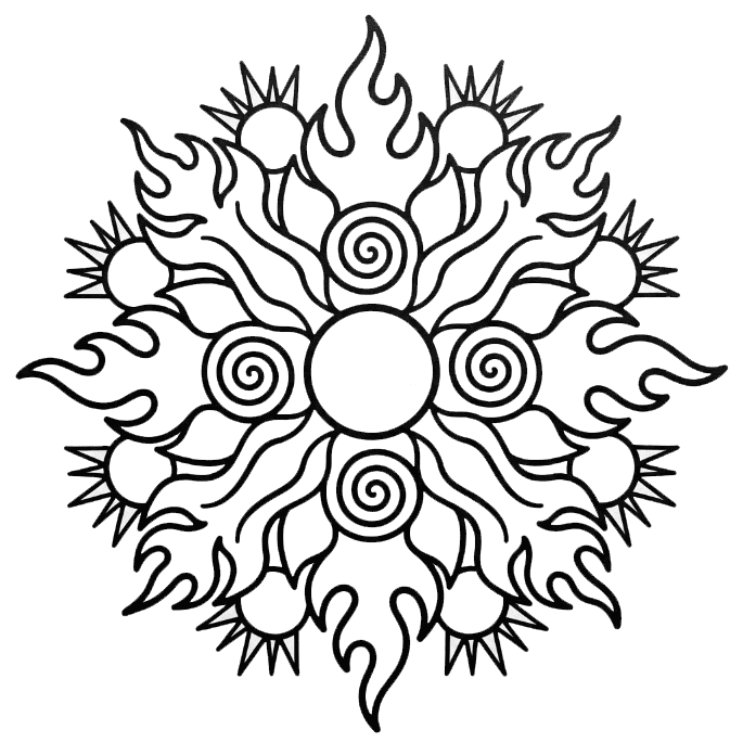Coloriage Mandala: Feux facile Mandalas