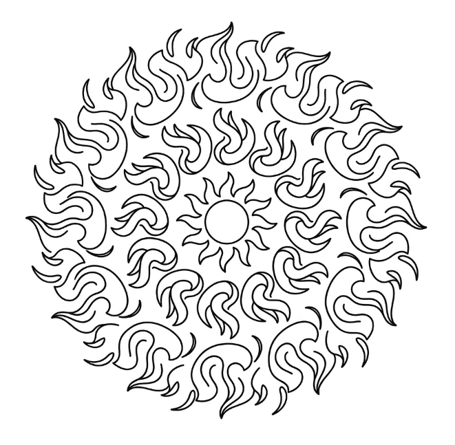 Coloriage Mandala: Feux formant un cercle Mandalas