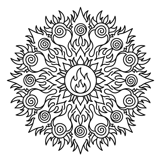Coloriage Mandala: Feux incroyables Mandalas