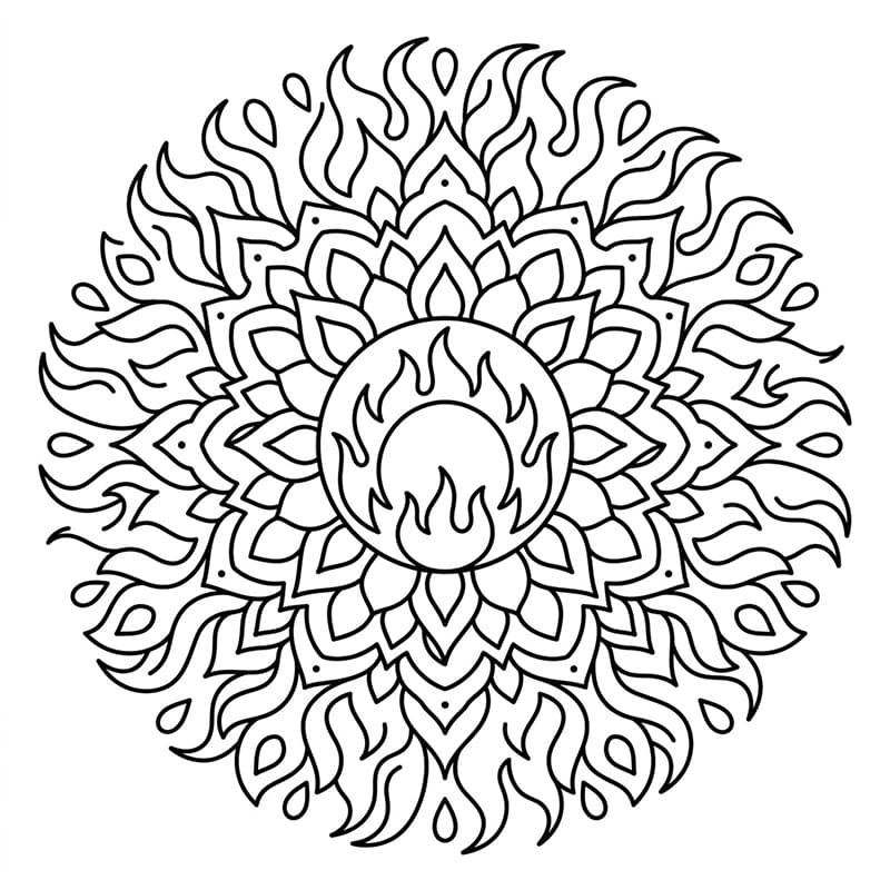 Coloriage Mandala: Feux magnifiques Mandalas