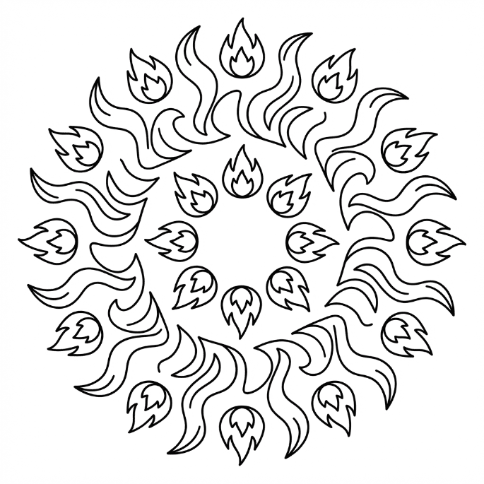 Coloriage Mandala: Feux minimalistes Mandalas