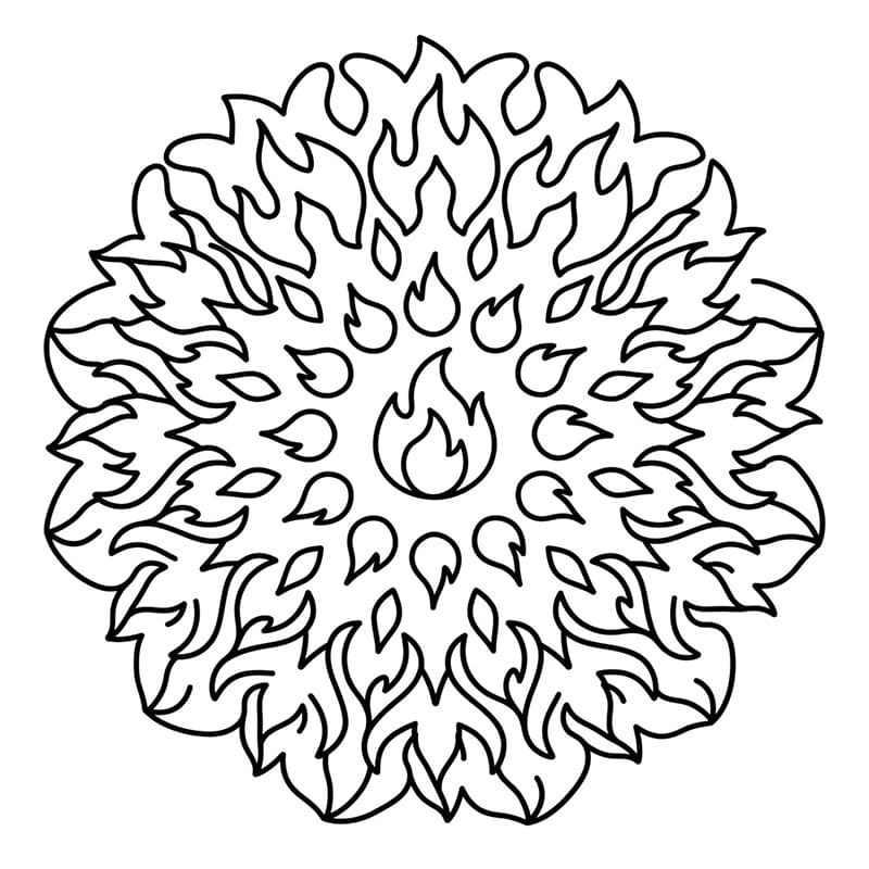 Coloriage Mandala: Feux symétriques Mandalas
