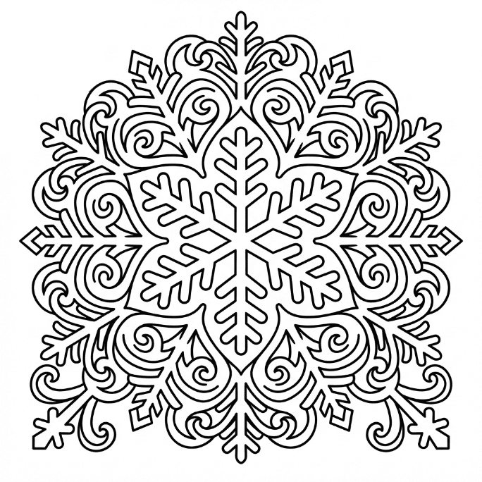 Coloriage Mandala: Glace avec des cristaux de neige Mandalas