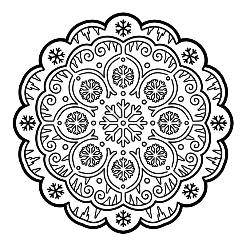 Coloriage Mandala: Glace et motifs gelés Mandalas