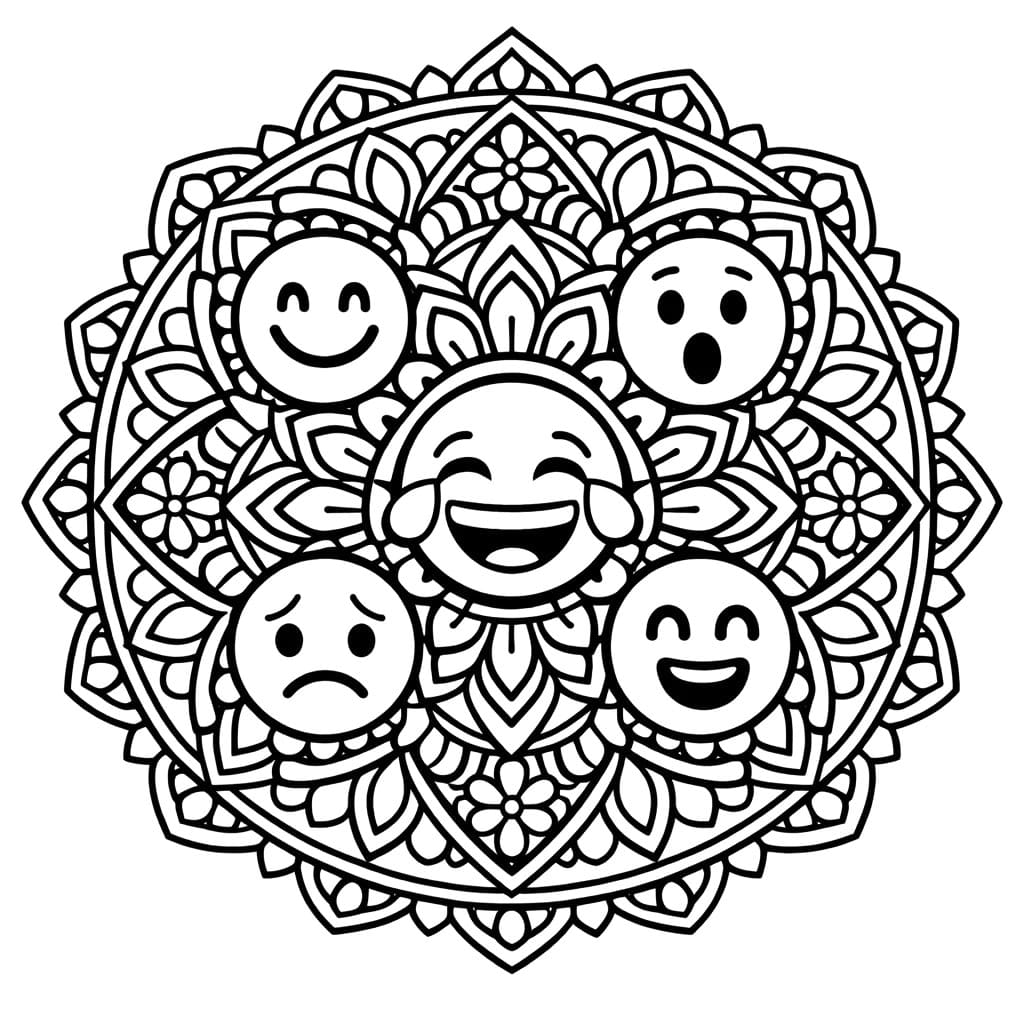 Coloriage Mandala: Gratuit émoji Mandalas