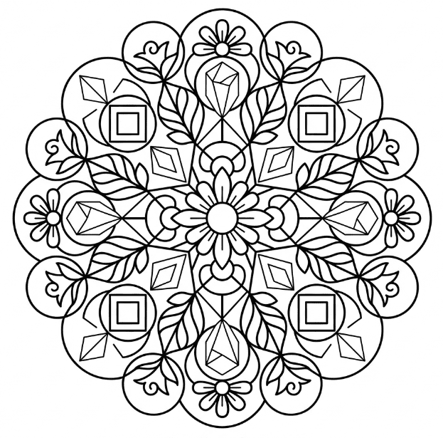 Coloriage Mandala: Holographique à motifs floraux Mandalas