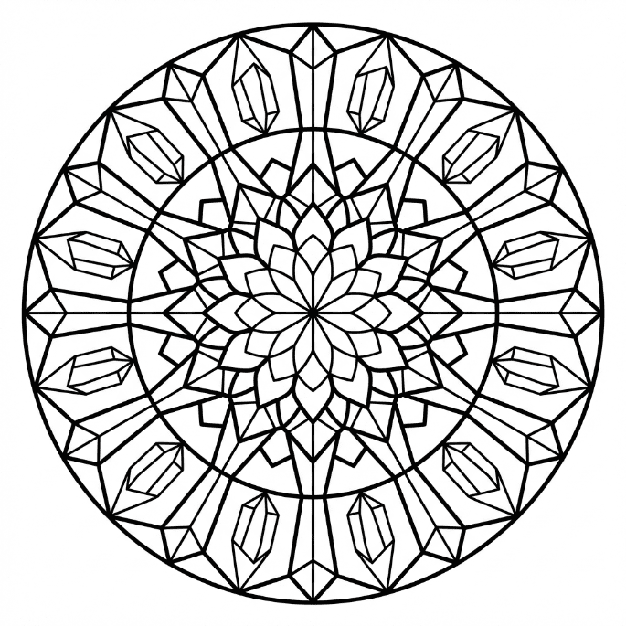 Coloriage Mandala: Holographique à motifs géométriques Mandalas