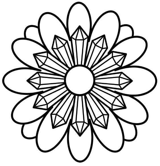 Coloriage Mandala: Holographique à pétales arrondis Mandalas