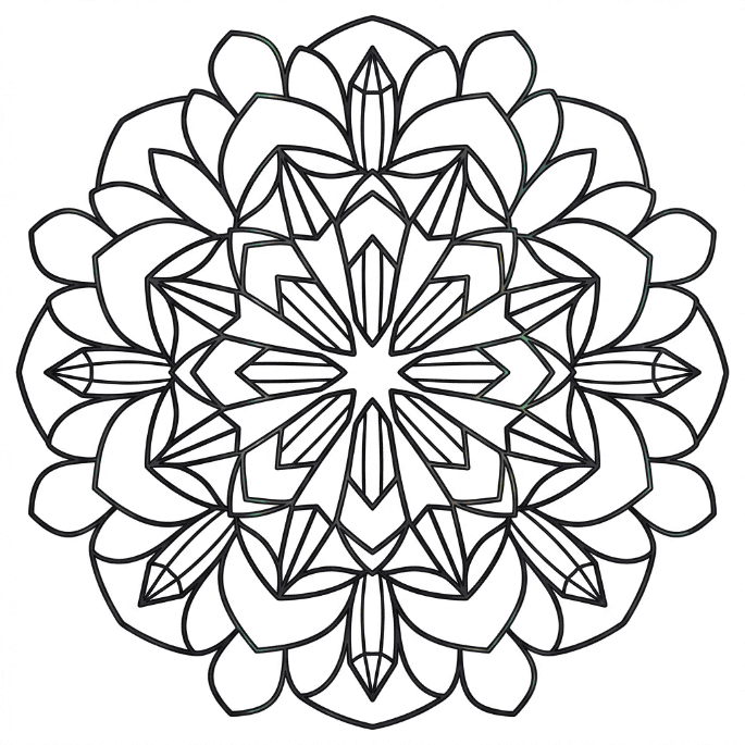 Coloriage Mandala: Holographique avec des formes de fleurs Mandalas