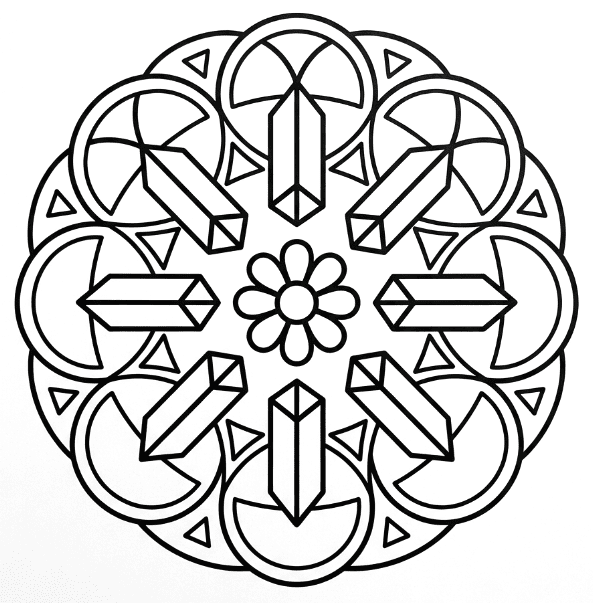 Coloriage Mandala: Holographique avec des formes prismatiques Mandalas