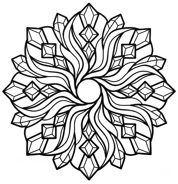 Coloriage Mandala: Holographique avec des motifs inspirés des cristaux Mandalas