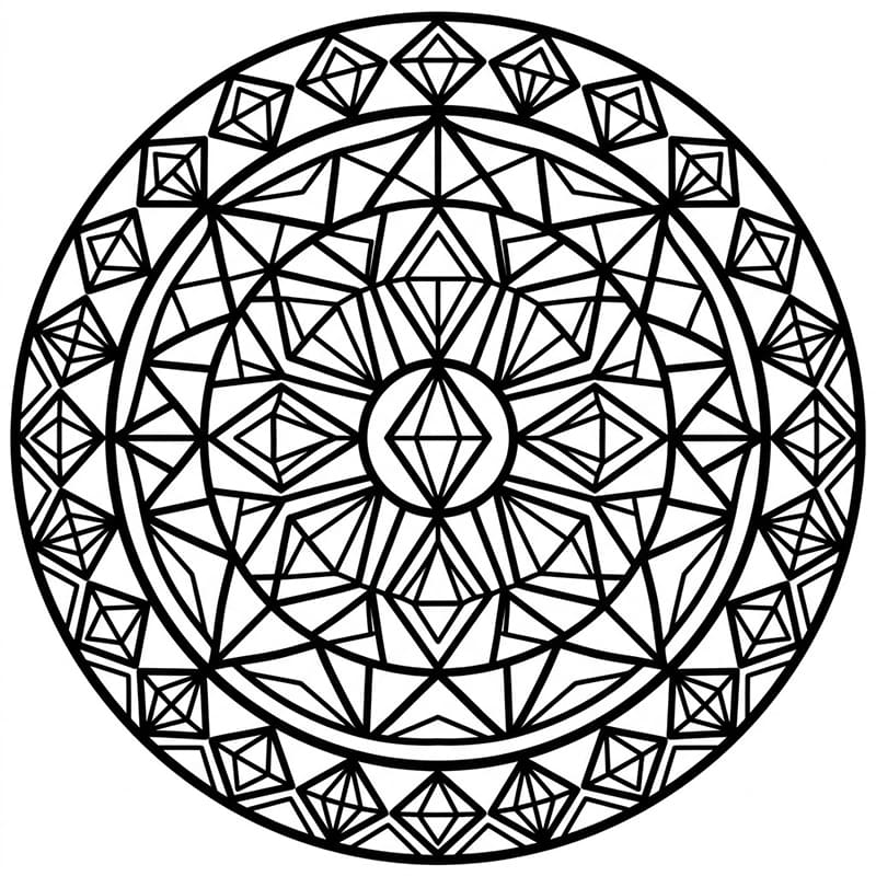 Coloriage Mandala: Holographique avec diamants Mandalas
