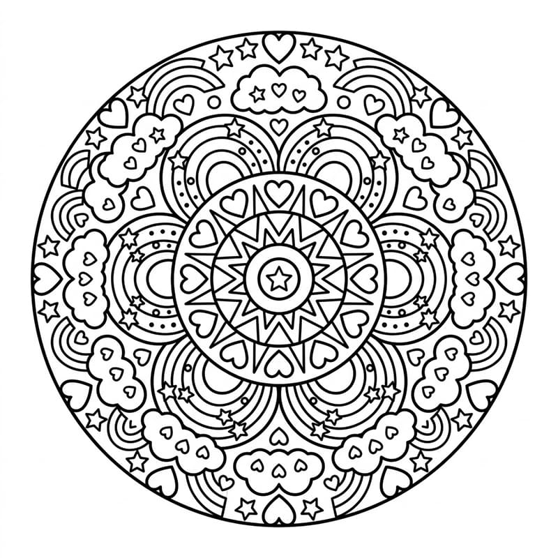 Coloriage Mandala: Joli arc-en-ciel Mandalas