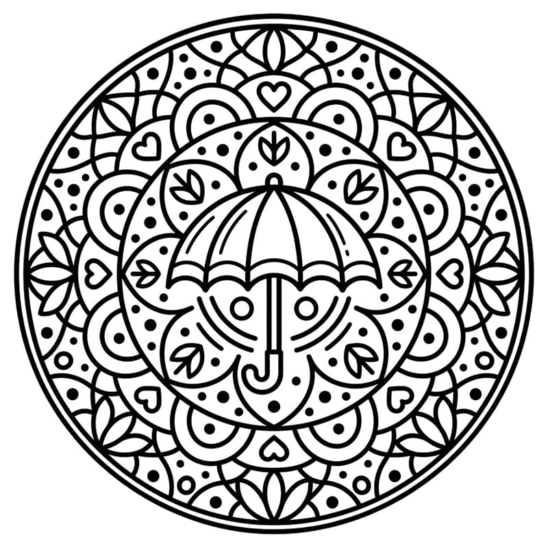 Coloriage Mandala: Joli parapluie Mandalas