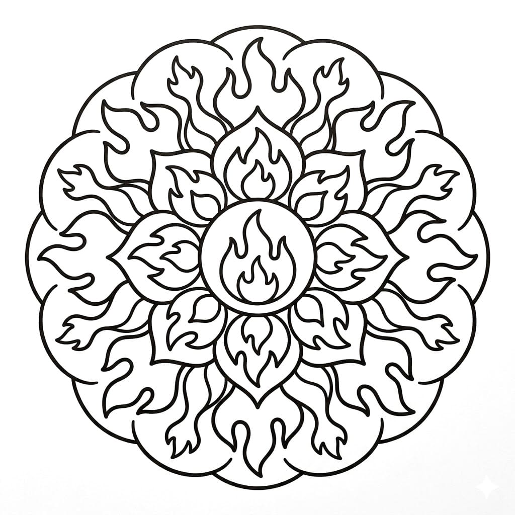 Coloriage Mandala: Jolis feux Mandalas