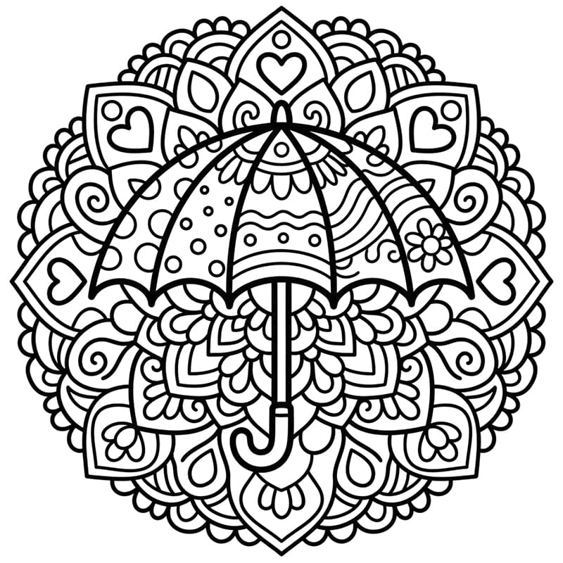 Coloriage Mandala: Magnifique parapluie Mandalas