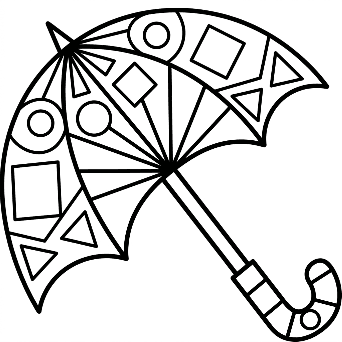 Coloriage Mandala: Parapluie à formes géométriques Mandalas