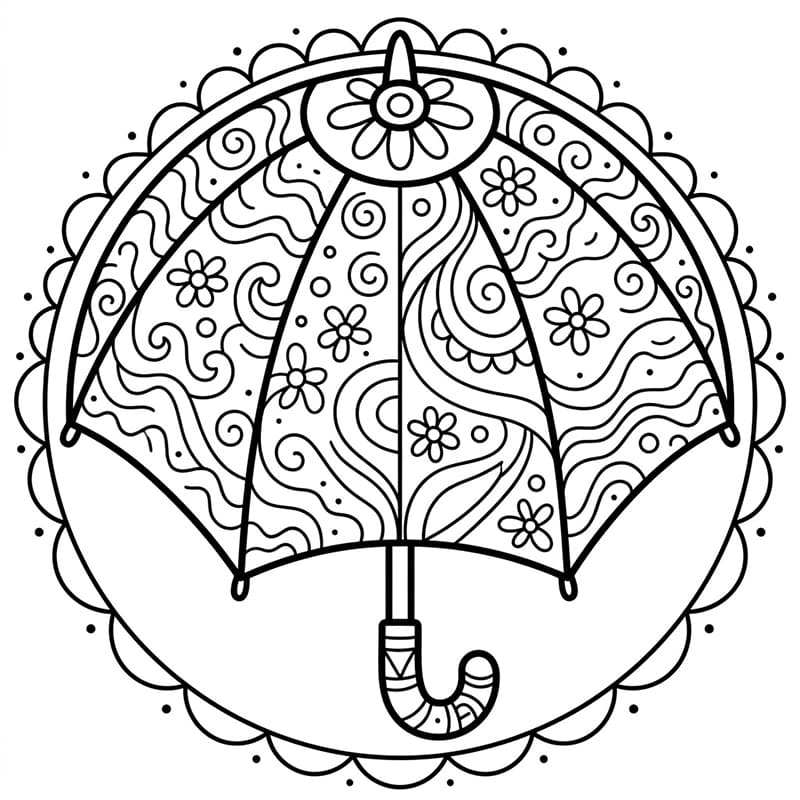 Coloriage Mandala: Parapluie à motifs d'inspiration zen Mandalas